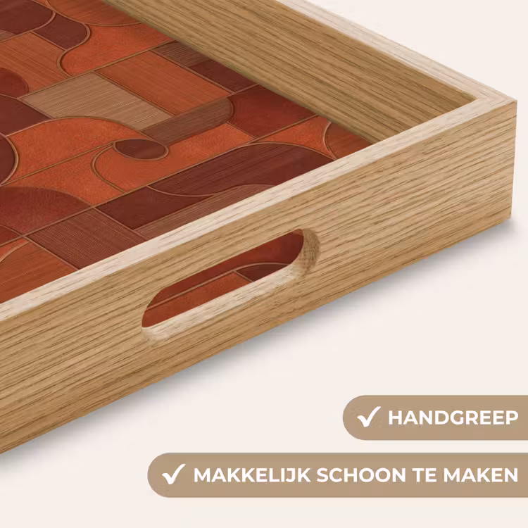 Geometrisch - Abstract - Textuur - Bruin Dienblad Rechthoek middel 911 -USP_HandgreepNL
