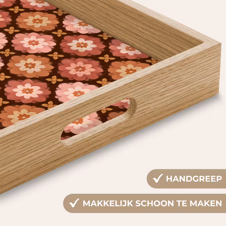 Geometrisch - Bloemen - Kleurrijk Dienblad Rechthoek middel 911 -USP_HandgreepNL