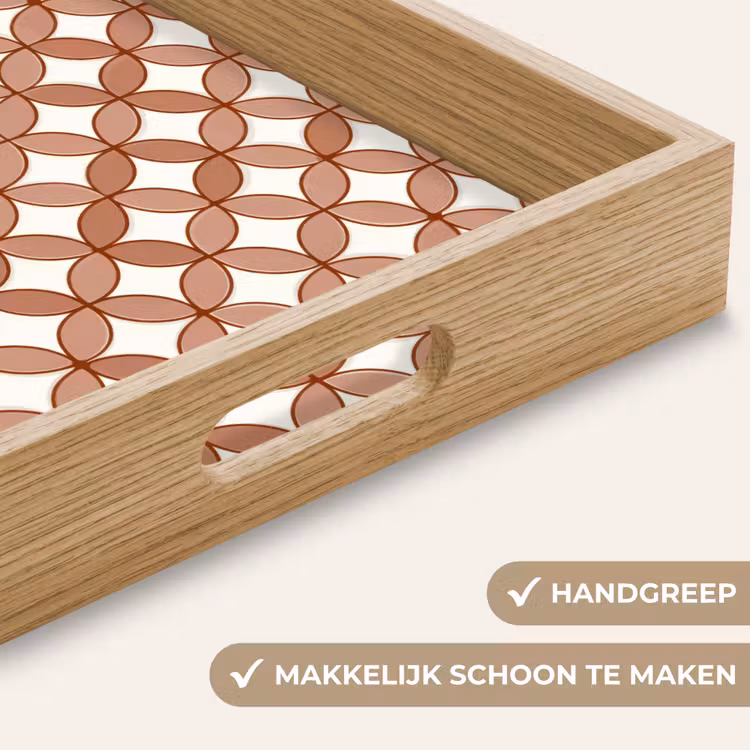Geometrisch - Cirkels - Modern - Terracotta Dienblad Rechthoek middel 911 -USP_HandgreepNL