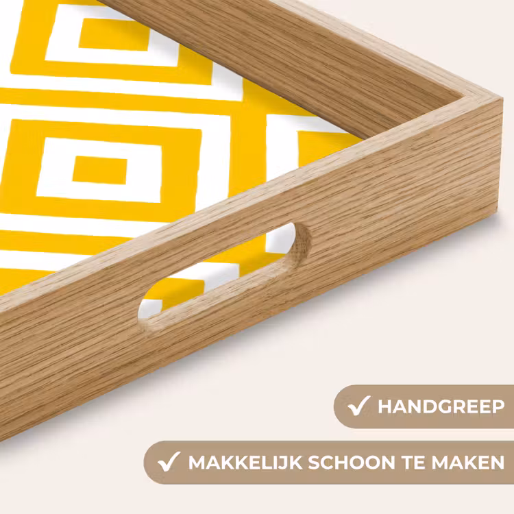 Geometrisch - Lijnen - Modern - Geel - Wit Dienblad Rechthoek middel 911 -USP_HandgreepNL