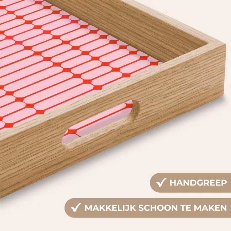 Geometrisch - Minimalistisch - Rood - Roze Dienblad Rechthoek middel 911 -USP_HandgreepNL