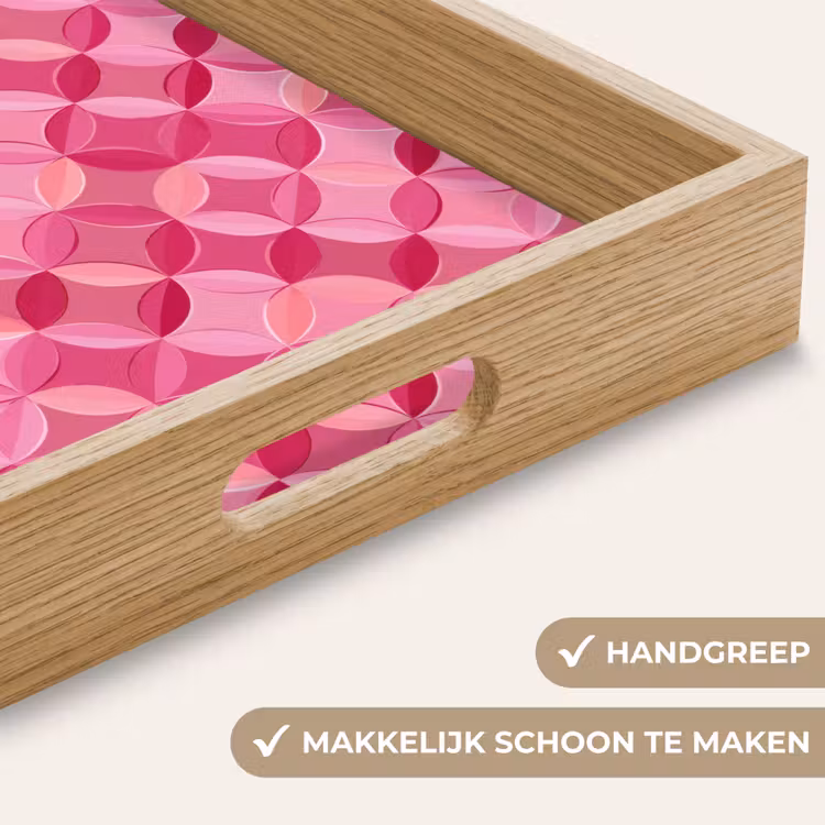 Geometrisch - Mozaïek - Modern - Roze Dienblad Rechthoek middel 911 -USP_HandgreepNL