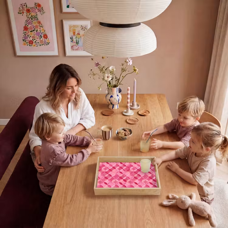 Geometrisch - Mozaïek - Modern - Roze Dienblad Rechthoek middel 911 -sfeer4