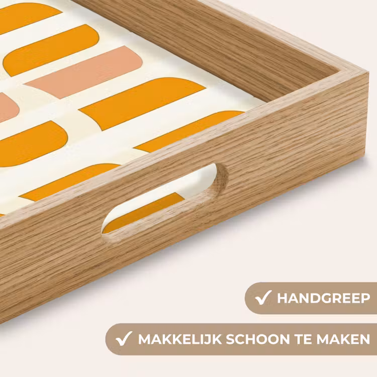 Geometrisch - Patroon - Geel - Roze Dienblad Rechthoek middel 911 -USP_HandgreepNL