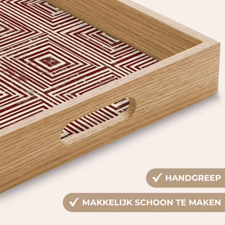 Geometrisch - Patroon - Rood Dienblad Rechthoek middel 911 -USP_HandgreepNL