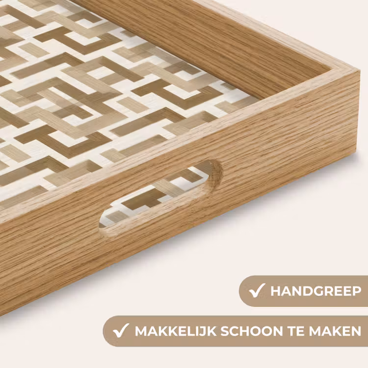 Geometrisch - Retro - Bruin Dienblad Rechthoek middel 911 -USP_HandgreepNL