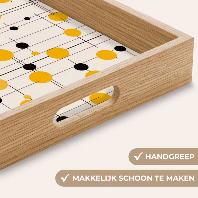 Geometrisch - Retro - Lijnen - Okergeel - Zwart Dienblad Rechthoek middel 911 -USP_HandgreepNL