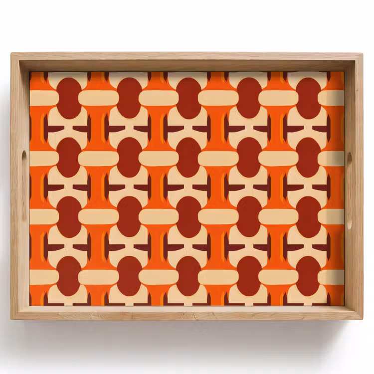 Geometrisch - Retro - Oranje Dienblad Rechthoek middel 911 -z3d_shopping
