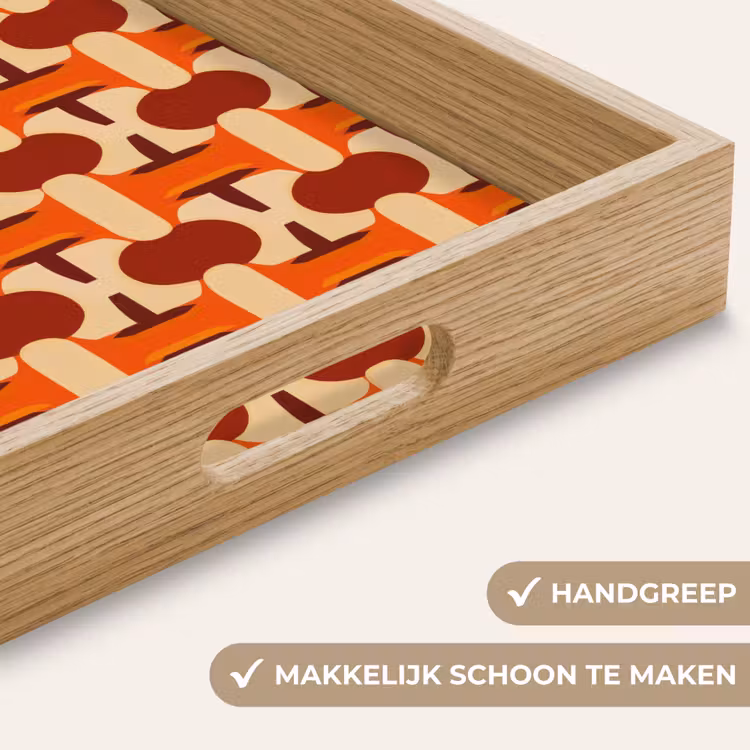 Geometrisch - Retro - Oranje Dienblad Rechthoek middel 911 -USP_HandgreepNL