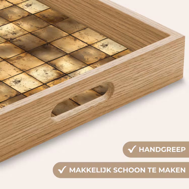 Geometrisch - Tegels - Goud Dienblad Rechthoek middel 911 -USP_HandgreepNL