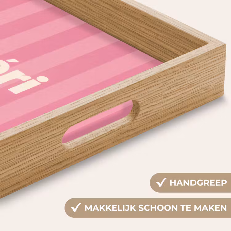 Gestreept - Roze - Chéri Dienblad Rechthoek middel -USP_HandgreepNL
