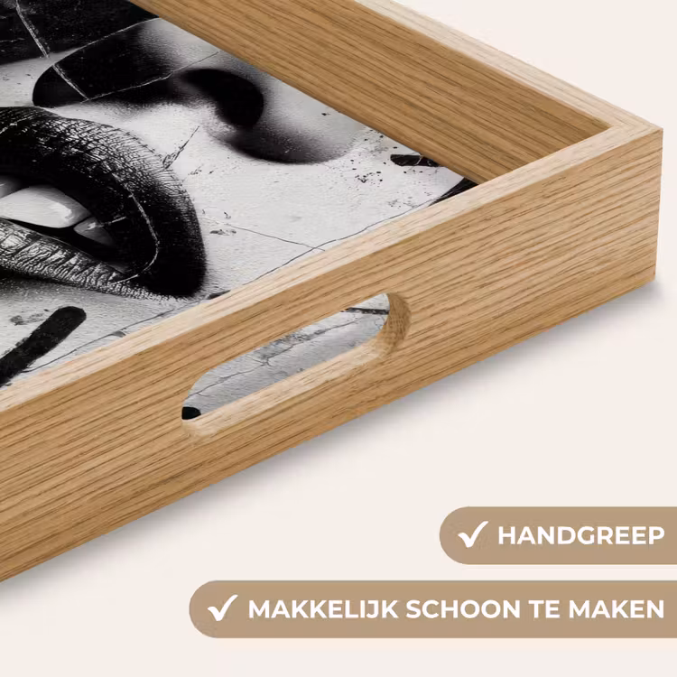 Gezicht - Mond - Graffiti - Zwart Dienblad Rechthoek middel -USP_HandgreepNL