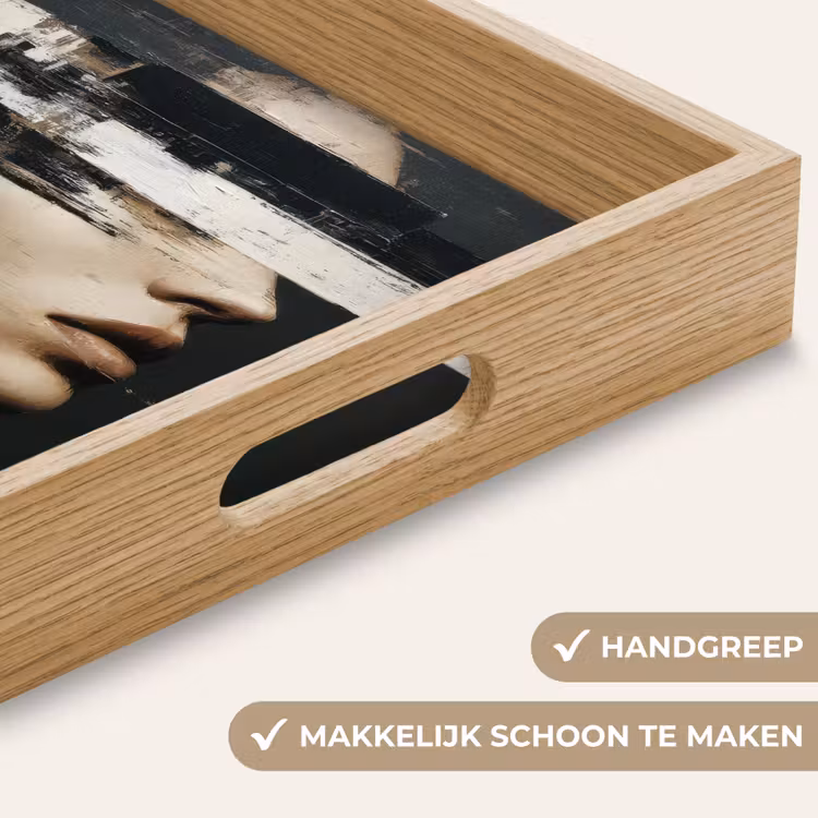 Gezicht - Vrouw - Zwart - Abstract Dienblad Rechthoek middel -USP_HandgreepNL