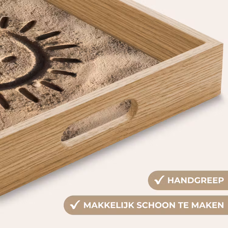 Gezichtje - Zon - Zand - Getekend Dienblad Rechthoek middel -USP_HandgreepNL