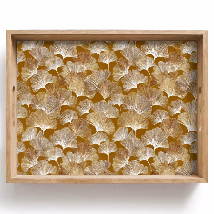 Ginkgo - Bladeren - Goud Dienblad Rechthoek middel 911 -z3d_shopping
