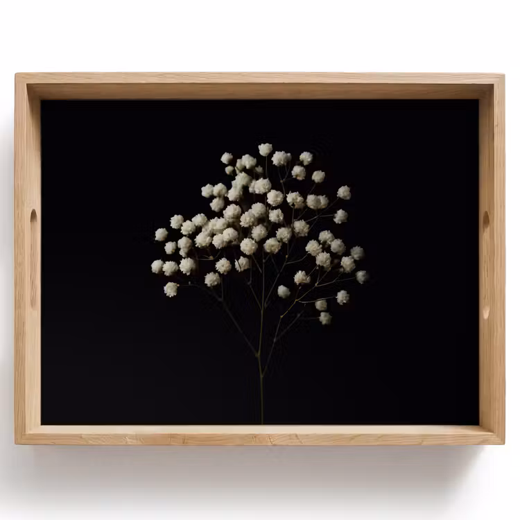 Gipskruid - Bloemetjes - Wit - Minimalistisch Dienblad Rechthoek middel -z3d_shopping