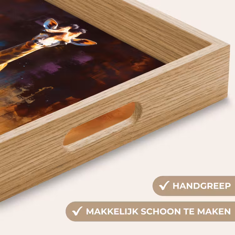 Giraf - Bruin - Abstract - Geschilderd Dienblad Rechthoek middel -USP_HandgreepNL