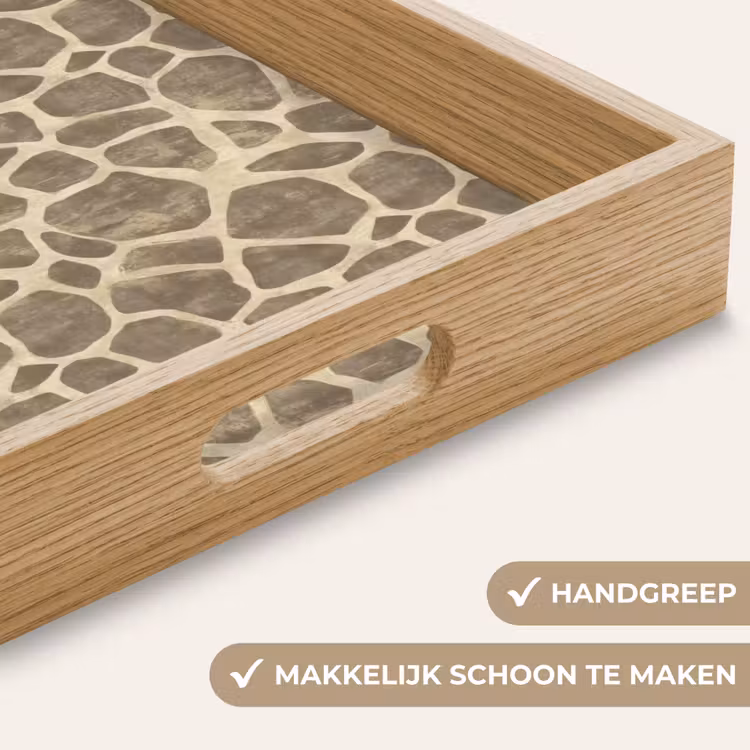 Giraf - Patroon - Beige - Bruin Dienblad Rechthoek middel 911 -USP_HandgreepNL