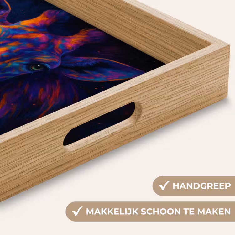 Giraffe - Gekleurd - Verfspatten Dienblad Rechthoek middel -USP_HandgreepNL