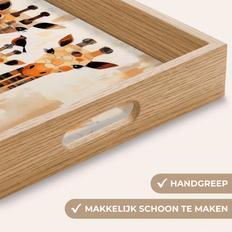 Giraffen - Cartoon - Crème Dienblad Rechthoek middel -USP_HandgreepNL