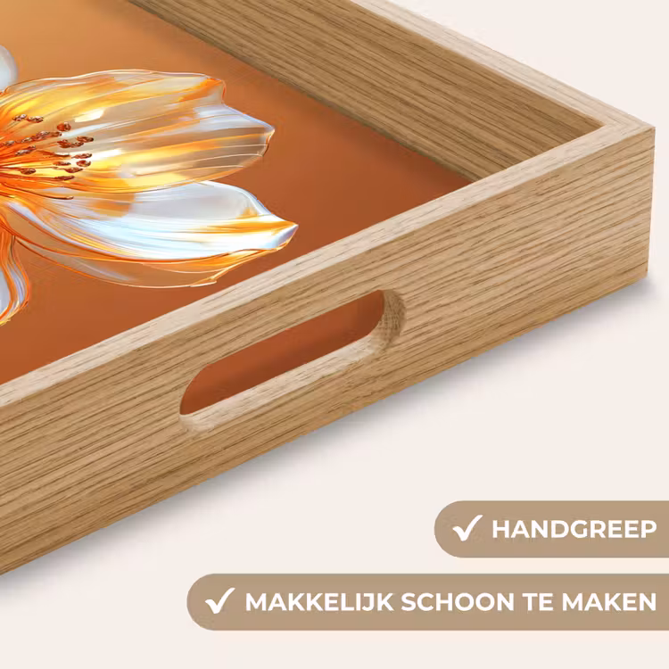 Glazen - Bloem - Oranje Dienblad Rechthoek middel -USP_HandgreepNL