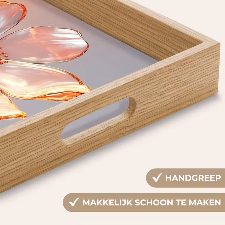 Glazen - Bloem - Roze Dienblad Rechthoek middel -USP_HandgreepNL