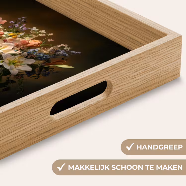Glazen - Bloemen - Boeket - Kleuren Dienblad Rechthoek middel -USP_HandgreepNL