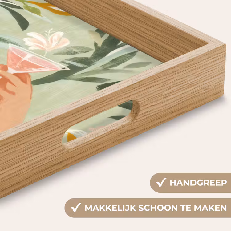 Glazen - Proosten - Bladeren - Groen Dienblad Rechthoek middel -USP_HandgreepNL