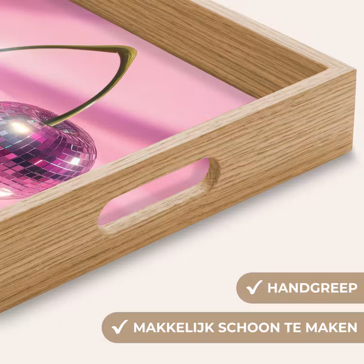 Glitter - Discobol - Roze - Kersen Dienblad Rechthoek middel -USP_HandgreepNL