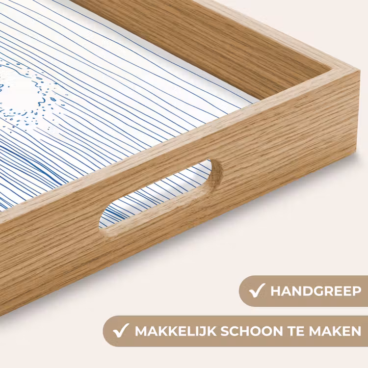 Golf - Brekende - Natuur - Minimalistisch - Blauw Dienblad Rechthoek middel -USP_HandgreepNL