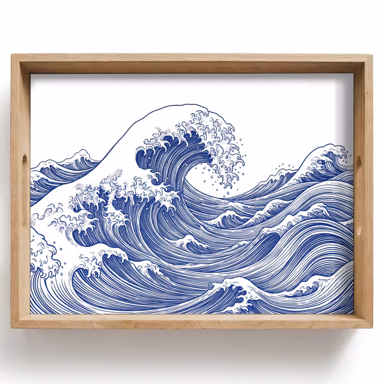 Golf - Japans - Zee - Illustratie - Blauw Dienblad Rechthoek middel -z3d_shopping