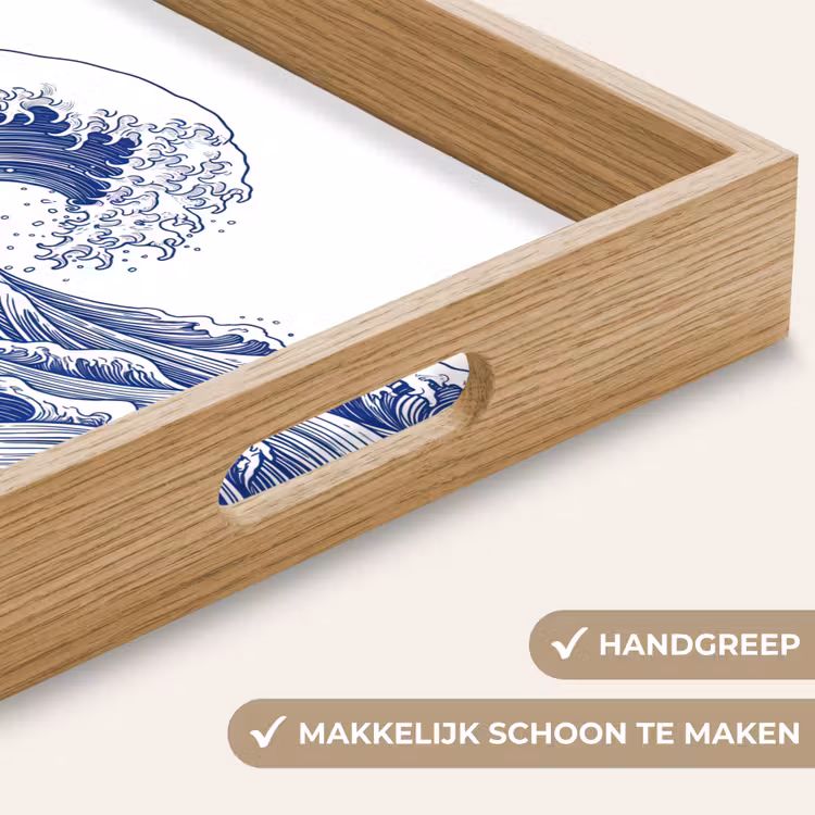 Golf - Japans - Zee - Illustratie - Blauw Dienblad Rechthoek middel -USP_HandgreepNL