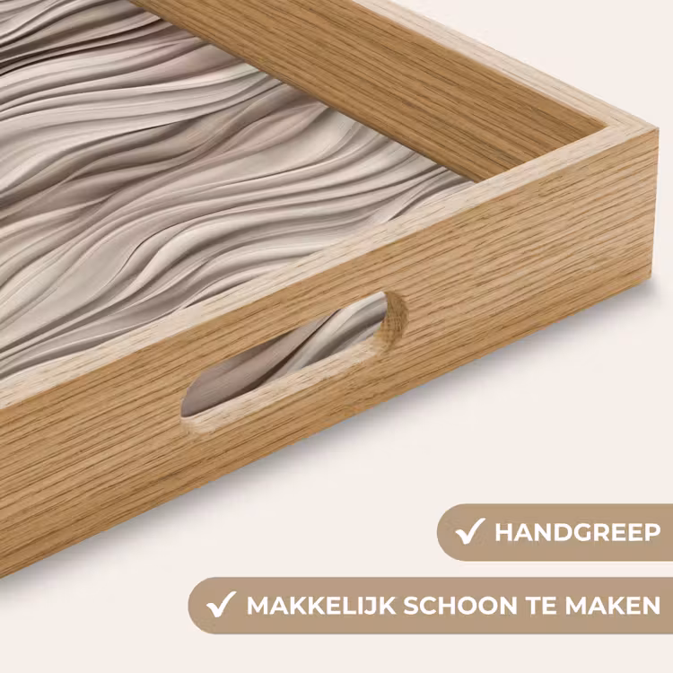 Golven - 3D - Crème Dienblad Rechthoek middel 911 -USP_HandgreepNL