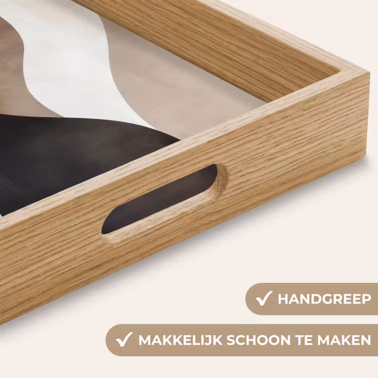 Golven - Abstract - Beige Dienblad Rechthoek middel -USP_HandgreepNL