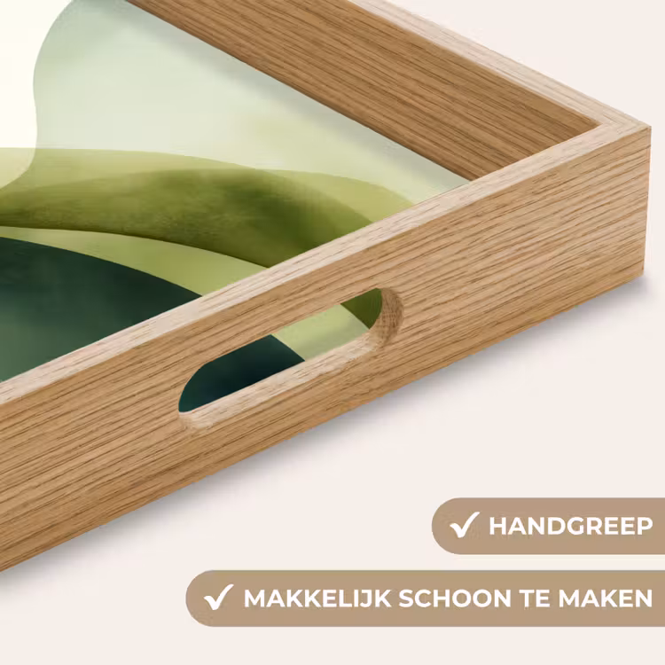 Golven - Abstract - Lichtgroen - Sierlijk Dienblad Rechthoek middel -USP_HandgreepNL