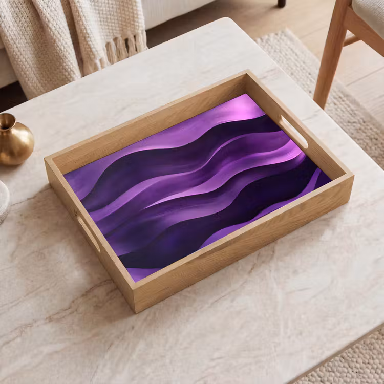 Golven - Abstract - Paars Dienblad Rechthoek middel -sfeer1