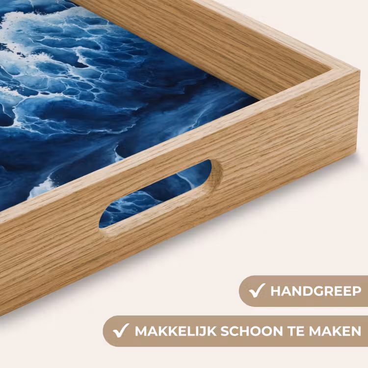 Golven - Blauw - Schuim Dienblad Rechthoek middel -USP_HandgreepNL