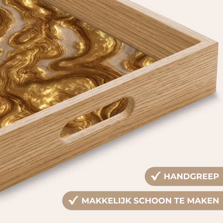 Golven - Organisch - Goud - Crème Dienblad Rechthoek middel 911 -USP_HandgreepNL