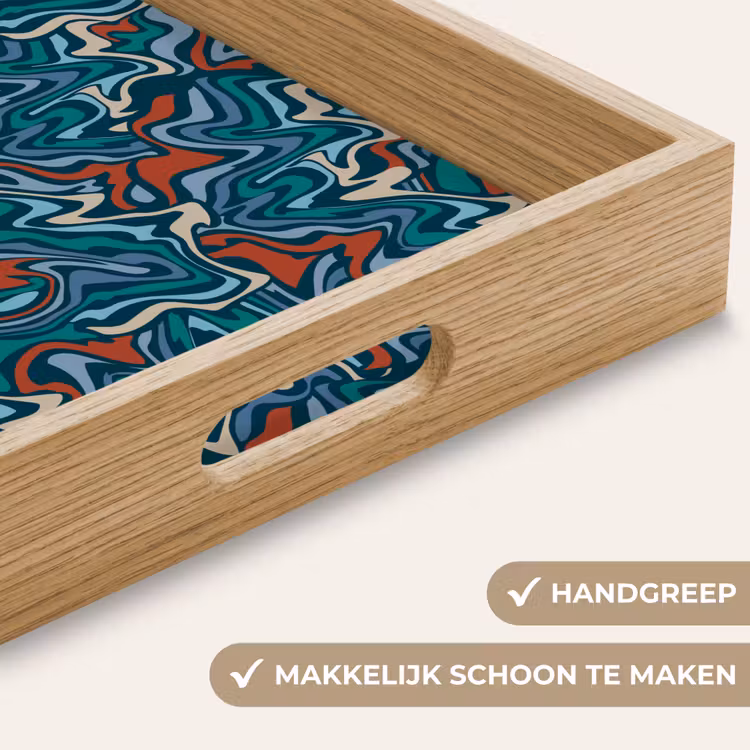 Golven - Retro - Blauw - Patroon Dienblad Rechthoek middel 911 -USP_HandgreepNL