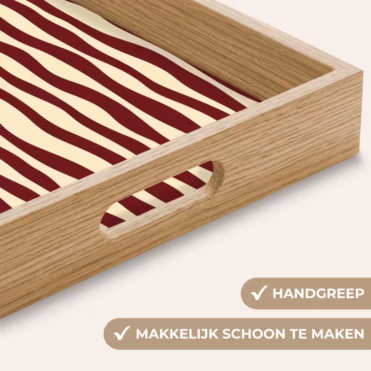 Golven - Rood - Patroon - Crème Dienblad Rechthoek middel 911 -USP_HandgreepNL