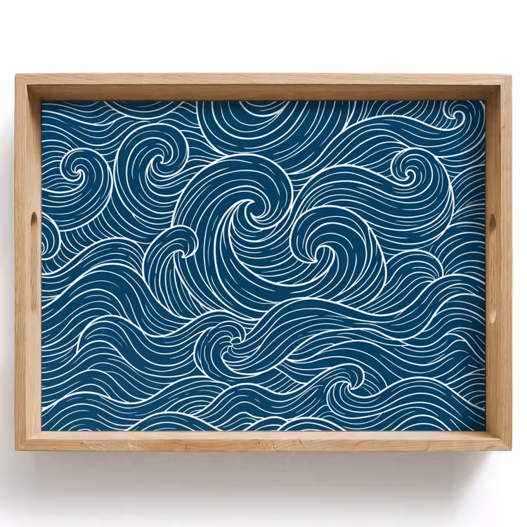 Golven - Spiraal - Water - Abstract - Blauw Dienblad Rechthoek middel -z3d_shopping