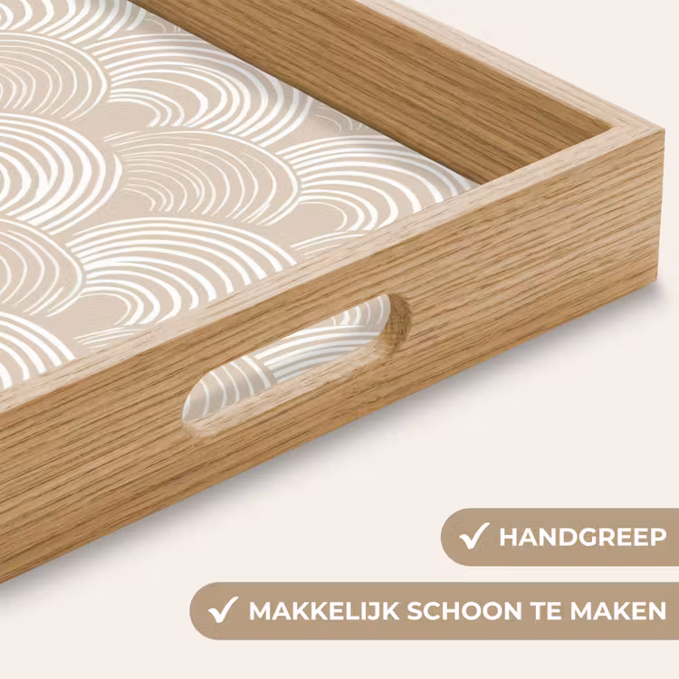 Golven - Structuur - Beige Dienblad Rechthoek middel 911 -USP_HandgreepNL