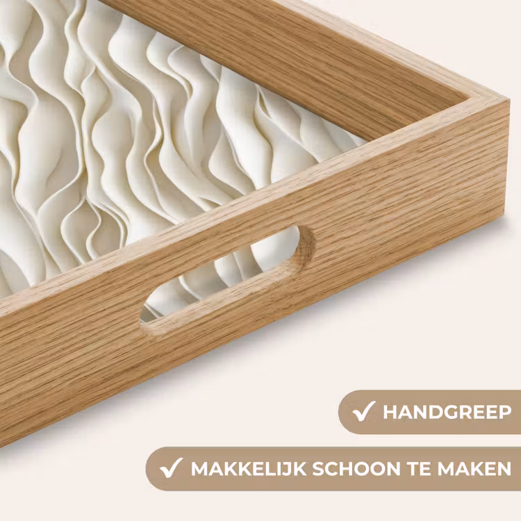 Golven - Wit - Minimalistisch Dienblad Rechthoek middel 911 -USP_HandgreepNL