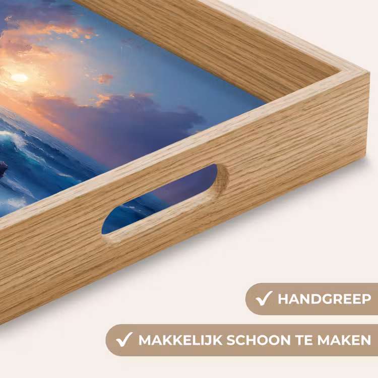 Golven - Zee - Kleurrijk - Rotsen Dienblad Rechthoek middel -USP_HandgreepNL