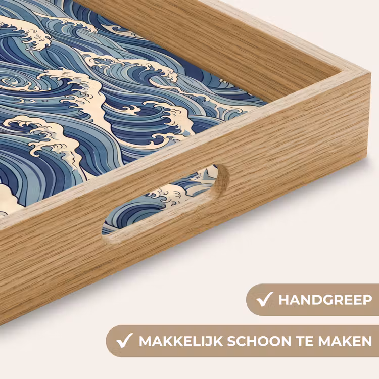 Golven - Zee - Natuur - Abstract - Blauw Dienblad Rechthoek middel -USP_HandgreepNL