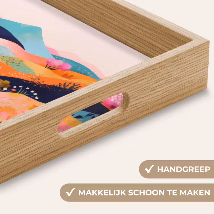 Golvende heuvels - Abstracte planten - Dromerig Dienblad Rechthoek middel -USP_HandgreepNL