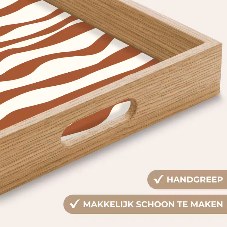 Golvende lijnen - Strepen - Beige - Bruin Dienblad Rechthoek middel -USP_HandgreepNL