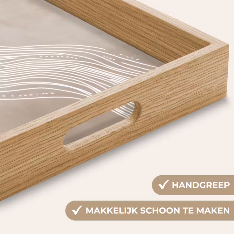 Golvende lijnen - Vloeiend - Zandkleurig Dienblad Rechthoek middel -USP_HandgreepNL