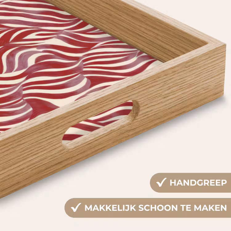Golvende vormen - Abstract - Rood Dienblad Rechthoek middel -USP_HandgreepNL