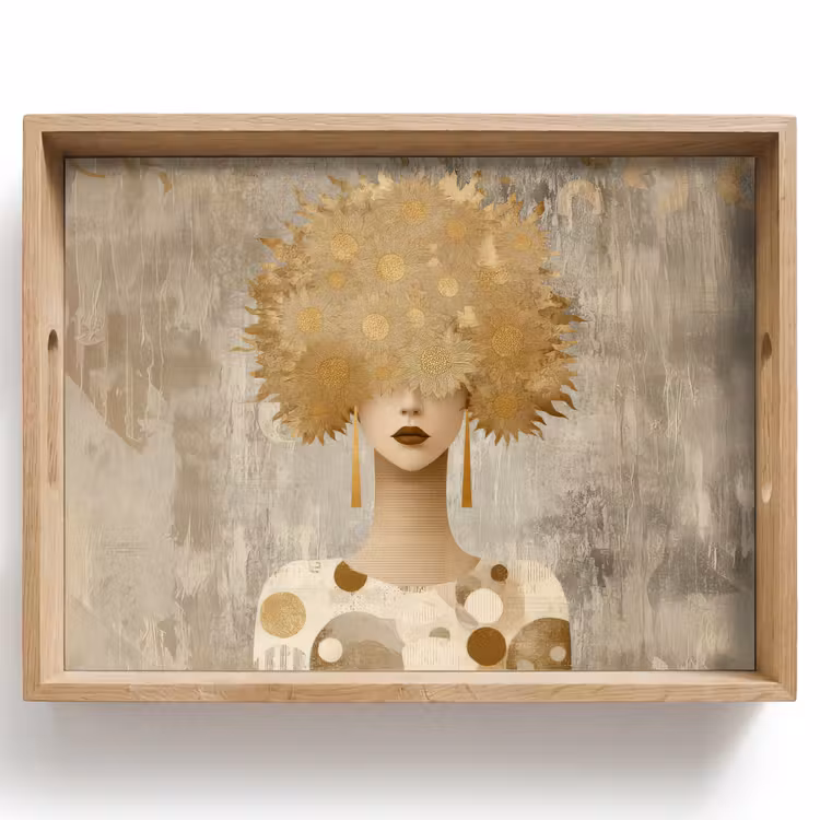 Goud - Portret - Vrouw Dienblad Rechthoek middel -z3d_shopping